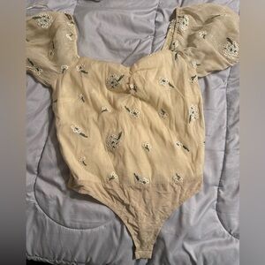 Floral puff sleeve bodysuit